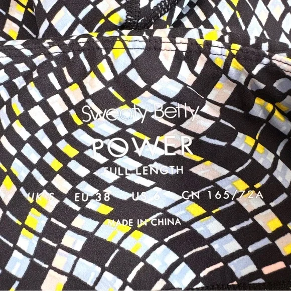 Sweaty Betty Power Gym Full Length Leggings in Blue Fluid Check Print Size 6 - Picture 9 of 11